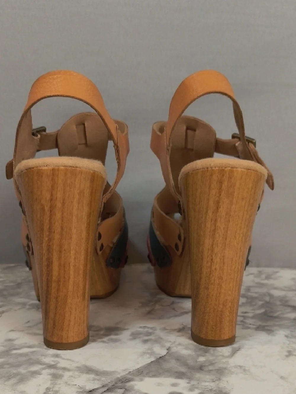 Women’s Multi-Color Leather Platform Sandal - Tan